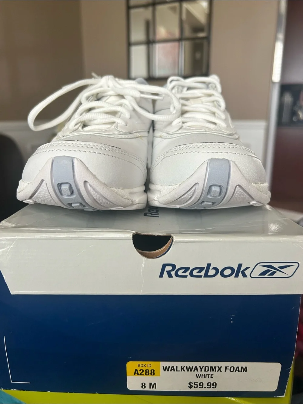 NWT! Reebok Women’s White Sneakers with Light Blue Logo. Side 8.